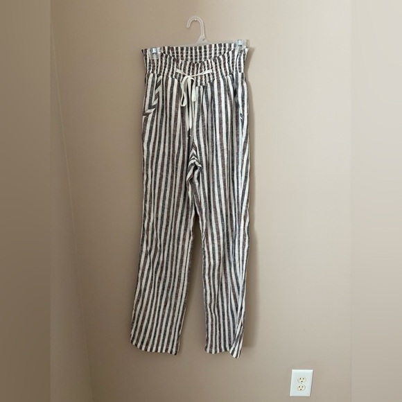 Love Tree Pants - Love Tree Womens Multicolor Linen Tie Waist Striped Wide Leg Pants Size S